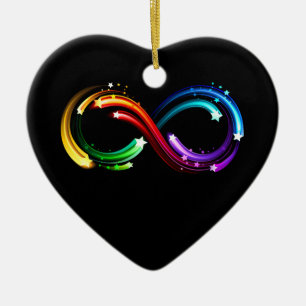 Unendlichkeitssymbol aus Regenbogenkometen Keramik Ornament