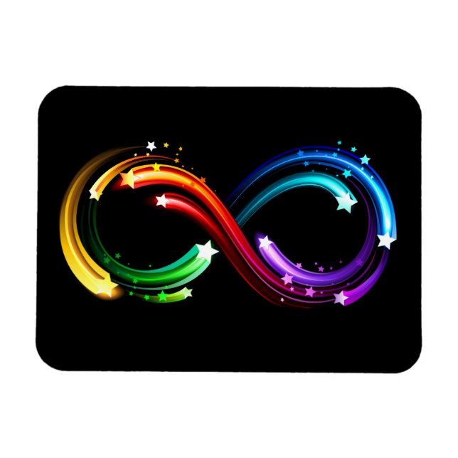 Unendlichkeitssymbol aus Regenbogenkometen Magnet (Horizontal)