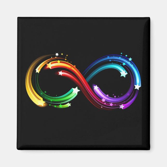 Unendlichkeitssymbol aus Regenbogenkometen Magnet (Vorne)