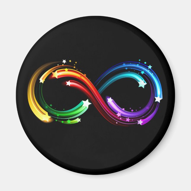 Unendlichkeitssymbol aus Regenbogenkometen Magnet (Vorne)