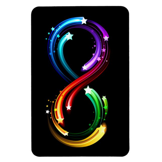 Unendlichkeitssymbol aus Regenbogenkometen Magnet (Vertikal)