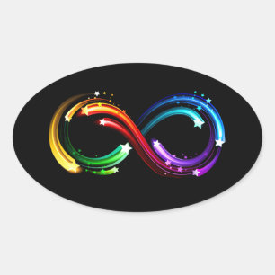 Unendlichkeitssymbol aus Regenbogenkometen Ovaler Aufkleber