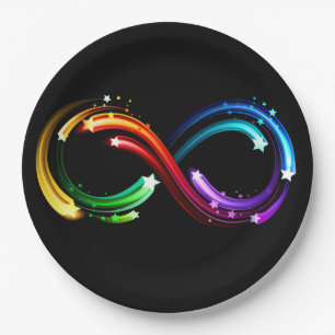 Unendlichkeitssymbol aus Regenbogenkometen Pappteller