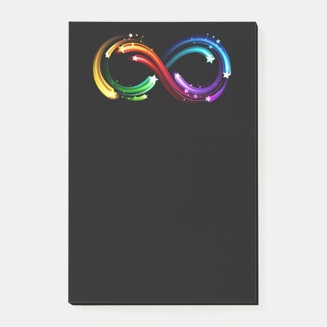 Unendlichkeitssymbol aus Regenbogenkometen Post-it Klebezettel (Vorderseite)
