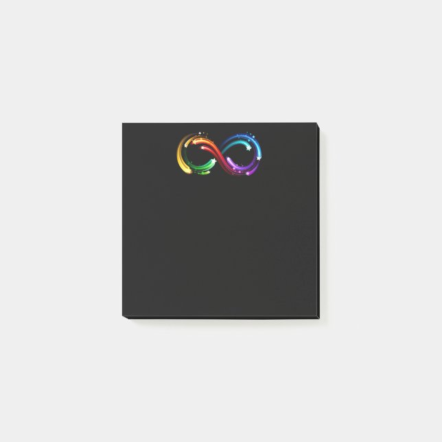 Unendlichkeitssymbol aus Regenbogenkometen Post-it Klebezettel (Vorderseite)