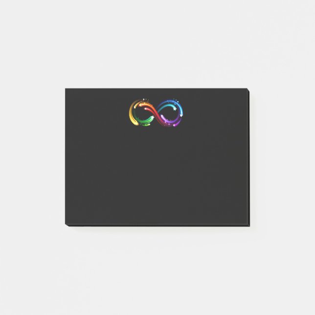 Unendlichkeitssymbol aus Regenbogenkometen Post-it Klebezettel (Vorderseite)