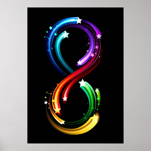 Unendlichkeitssymbol aus Regenbogenkometen Poster (Vorne)