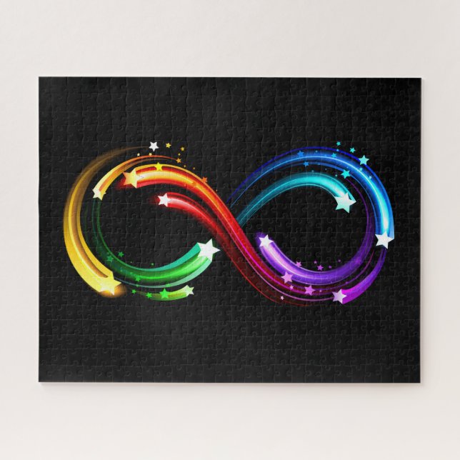 Unendlichkeitssymbol aus Regenbogenkometen Puzzle (Horizontal)