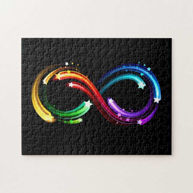 Unendlichkeitssymbol aus Regenbogenkometen Puzzle (Horizontal)