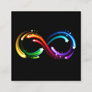 Unendlichkeitssymbol aus Regenbogenkometen Quadratische Visitenkarte