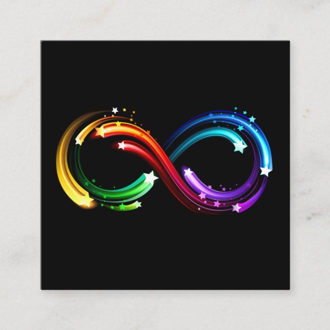 Unendlichkeitssymbol aus Regenbogenkometen Quadratische Visitenkarte (Vorderseite)