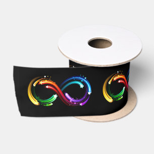 Unendlichkeitssymbol aus Regenbogenkometen Satinband