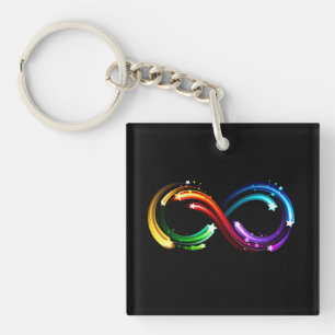 Unendlichkeitssymbol aus Regenbogenkometen Schlüsselanhänger