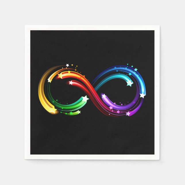 Unendlichkeitssymbol aus Regenbogenkometen Serviette (Vorderseite)