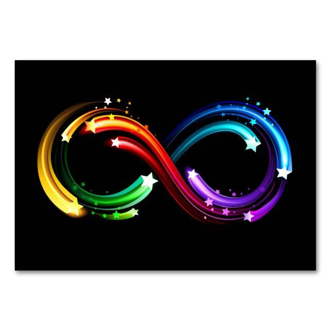 Unendlichkeitssymbol aus Regenbogenkometen Tischnummer (Vorderseite)