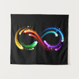 Unendlichkeitssymbol aus Regenbogenkometen Wandteppich