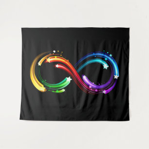 Unendlichkeitssymbol aus Regenbogenkometen Wandteppich
