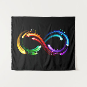 Unendlichkeitssymbol aus Regenbogenkometen Wandteppich