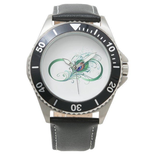 Unendlichkeitssymbol mit Peacock Feather Armbanduhr (Vorderseite)