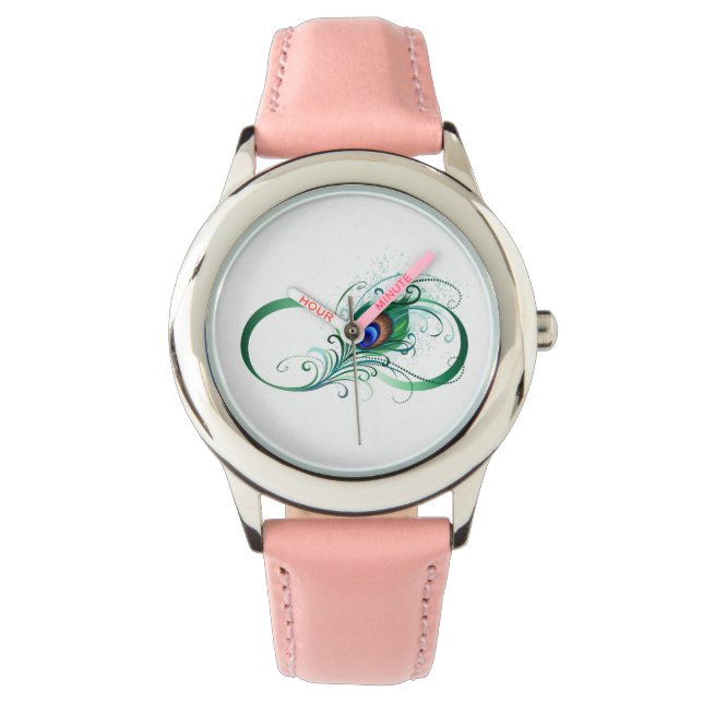 Unendlichkeitssymbol mit Peacock Feather Armbanduhr (Vorderseite)