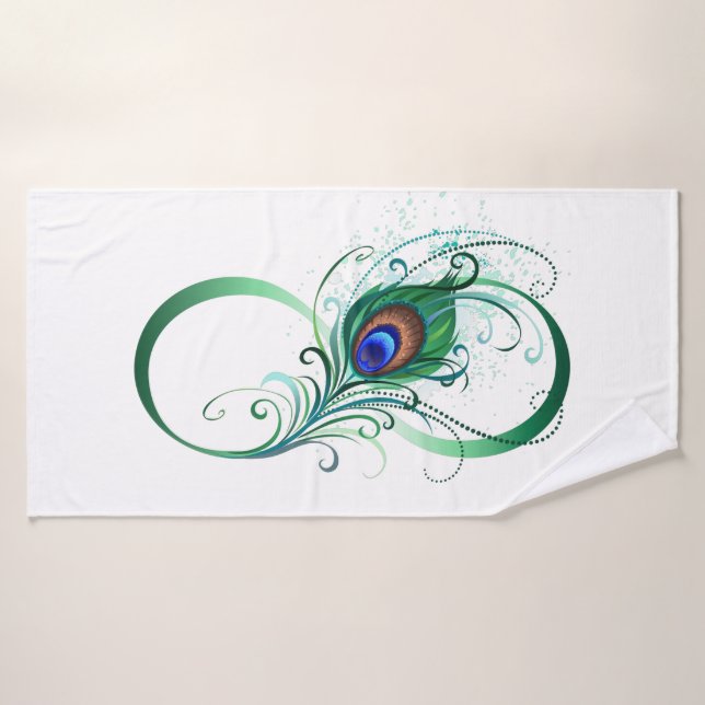 Unendlichkeitssymbol mit Peacock Feather Badehandtuch (Badehandtuch)