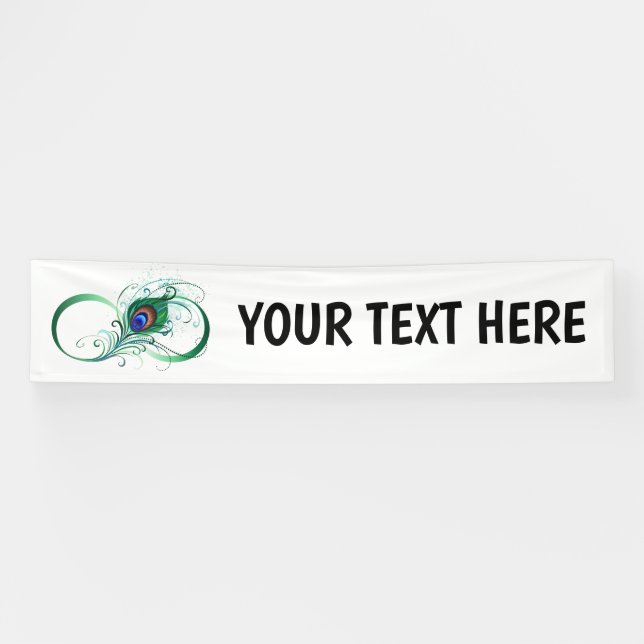 Unendlichkeitssymbol mit Peacock Feather Banner (Horizontal)