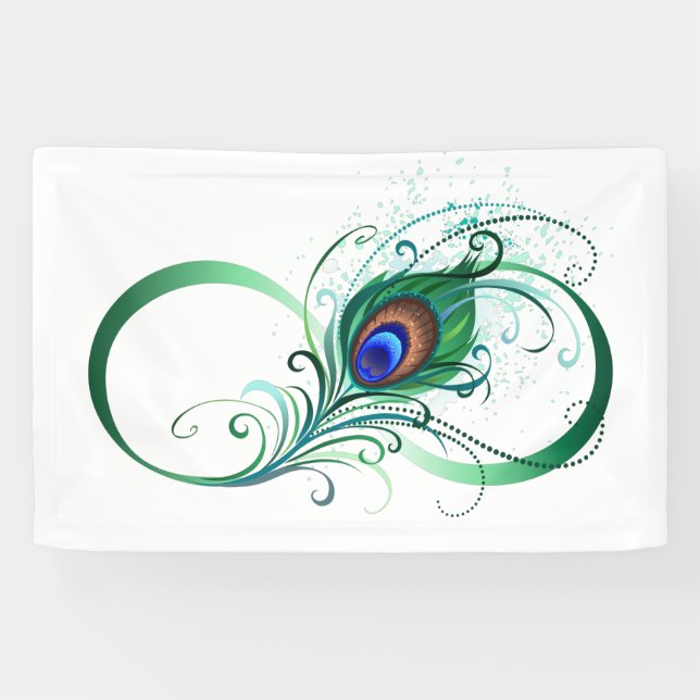 Unendlichkeitssymbol mit Peacock Feather Banner (Horizontal)