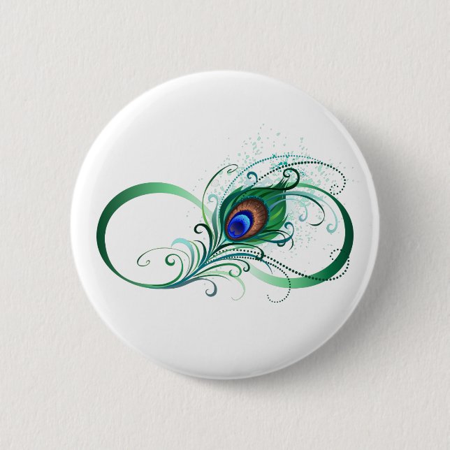 Unendlichkeitssymbol mit Peacock Feather Button (Vorderseite)