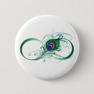 Unendlichkeitssymbol mit Peacock Feather Button