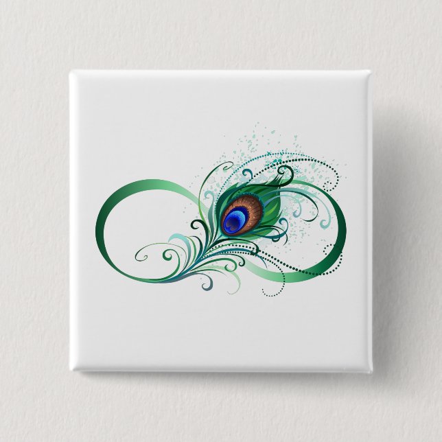 Unendlichkeitssymbol mit Peacock Feather Button (Vorderseite)