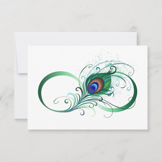 Unendlichkeitssymbol mit Peacock Feather Einladung (Vorderseite)