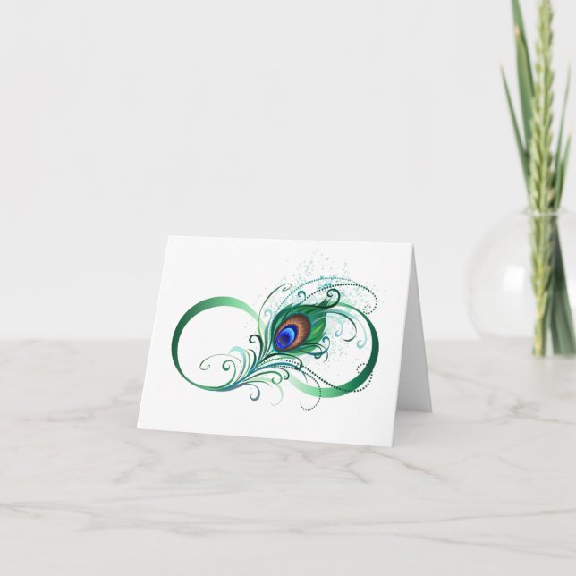 Unendlichkeitssymbol mit Peacock Feather Einladung (Vorderseite)