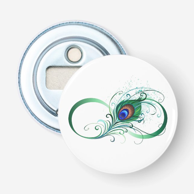 Unendlichkeitssymbol mit Peacock Feather Flaschenöffner (Vorderseite)