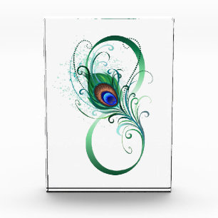 Unendlichkeitssymbol mit Peacock Feather Fotoblock