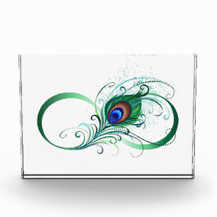 Unendlichkeitssymbol mit Peacock Feather Fotoblock