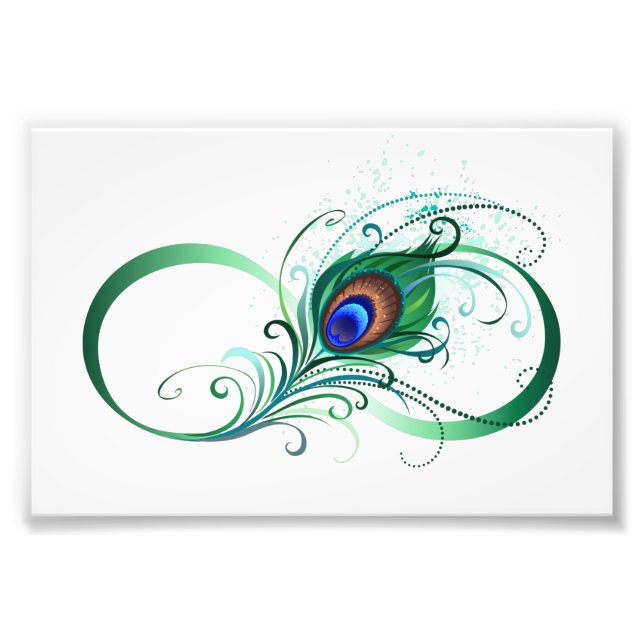 Unendlichkeitssymbol mit Peacock Feather Fotodruck (Vorne)