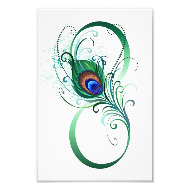 Unendlichkeitssymbol mit Peacock Feather Fotodruck (Vorne)