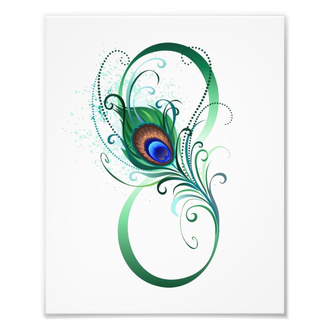 Unendlichkeitssymbol mit Peacock Feather Fotodruck (Vorne)