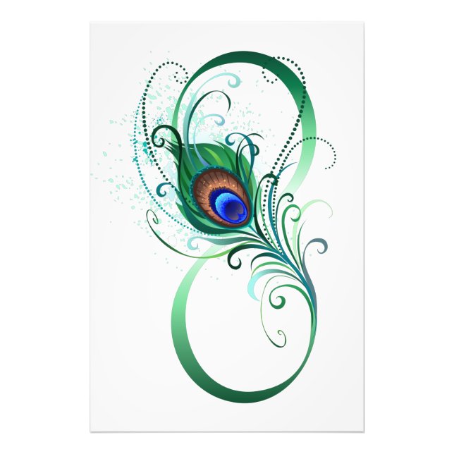 Unendlichkeitssymbol mit Peacock Feather Fotodruck (Vorne)