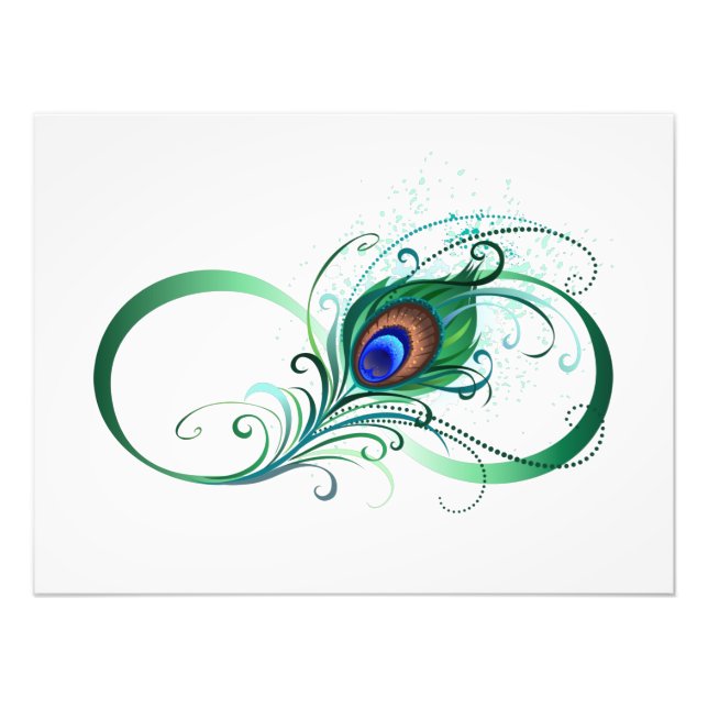 Unendlichkeitssymbol mit Peacock Feather Fotodruck (Vorne)
