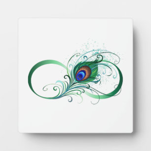 Unendlichkeitssymbol mit Peacock Feather Fotoplatte