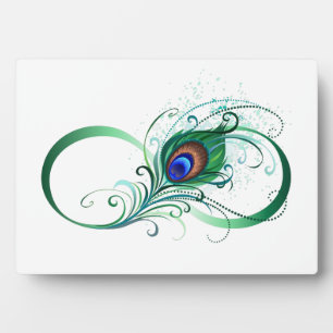 Unendlichkeitssymbol mit Peacock Feather Fotoplatte