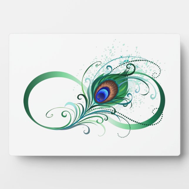 Unendlichkeitssymbol mit Peacock Feather Fotoplatte (Vorderseite)