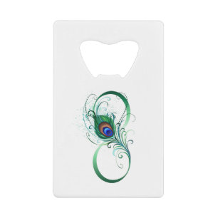 Unendlichkeitssymbol mit Peacock Feather Geldbeutel Flaschenöffner