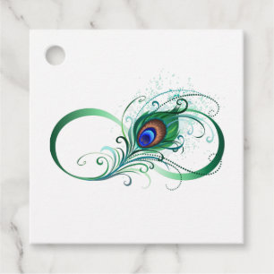 Unendlichkeitssymbol mit Peacock Feather Geschenkanhänger