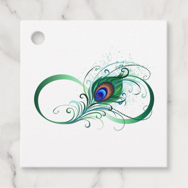 Unendlichkeitssymbol mit Peacock Feather Geschenkanhänger (Vorderseite)
