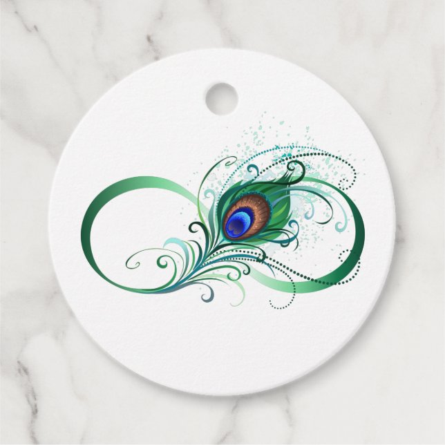Unendlichkeitssymbol mit Peacock Feather Geschenkanhänger (Vorderseite)