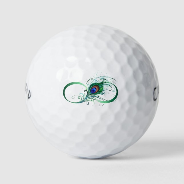 Unendlichkeitssymbol mit Peacock Feather Golfball (Vorderseite)