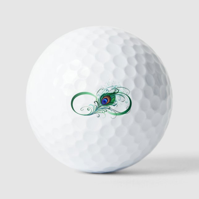 Unendlichkeitssymbol mit Peacock Feather Golfball (Vorderseite)