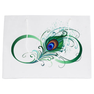 Unendlichkeitssymbol mit Peacock Feather Große Geschenktüte